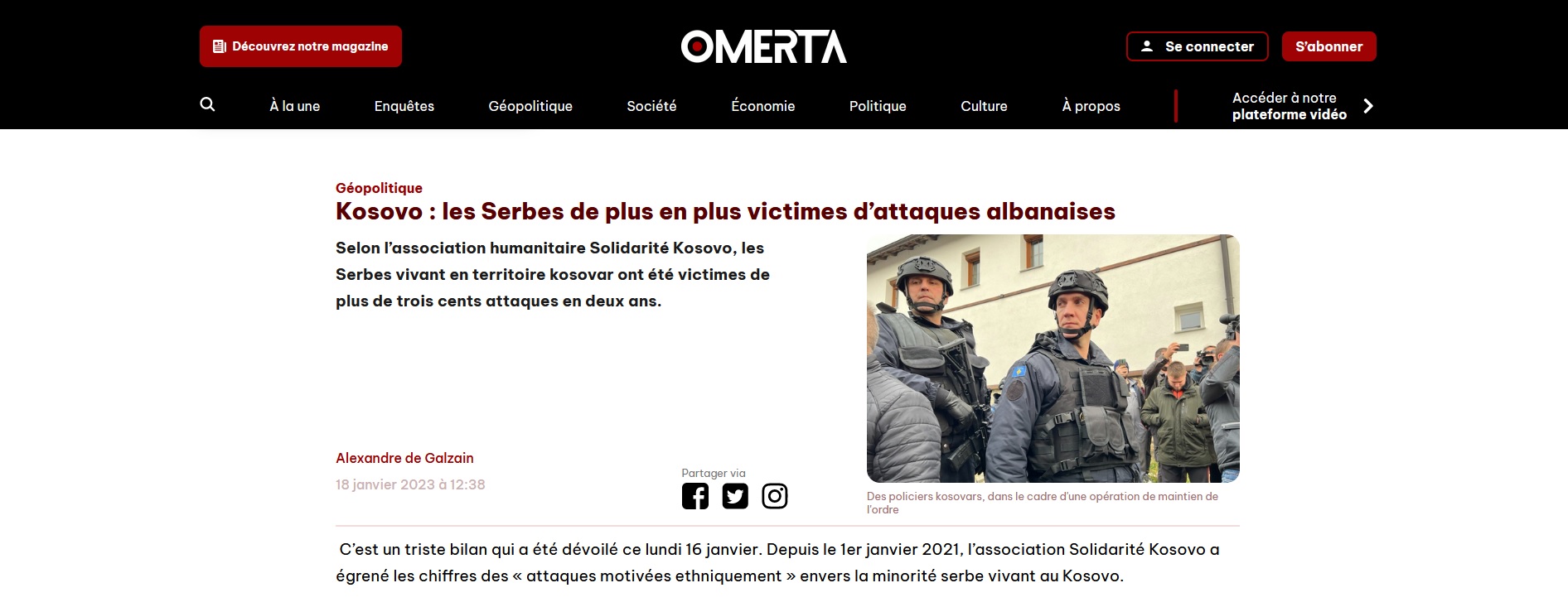 Lire la suite à propos de l’article OMERTA | Lumière sur les Serbes du Kosovo